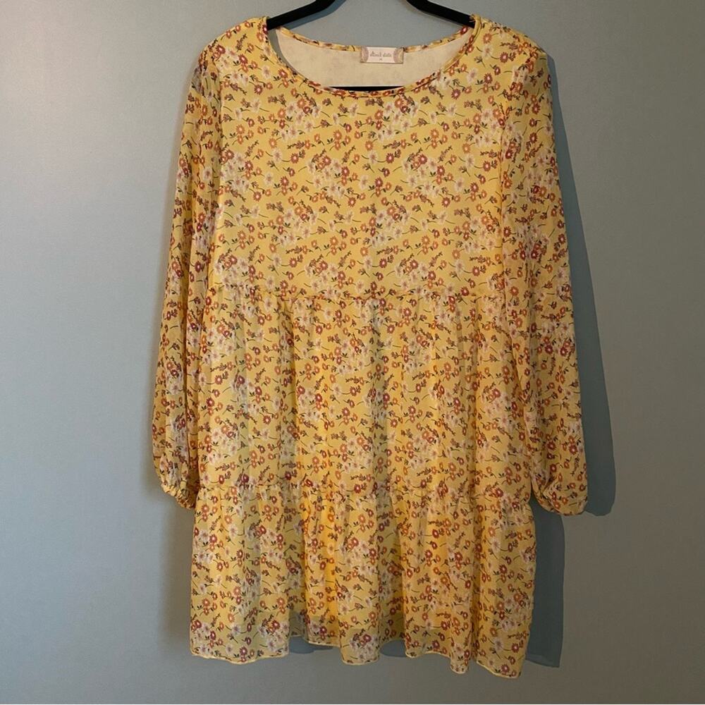 Altar’d State Yellow Floral Tiered Dress